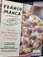 spiced beef meatball, red onion and pecorino pizza (Franco Manca)