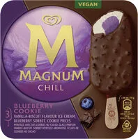 CHILL BLUEBERRY COOKIE VANILLA-BISCUIT FLAVOUR ICE CREAM, BLUEBERRY SORBET, COOKIE PIECES (MAGNUM)