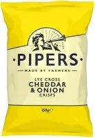 Pipers Lye cross cheddar & onion crisps (Pipers, Trade Mark)
